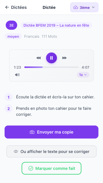Une dictée en cours