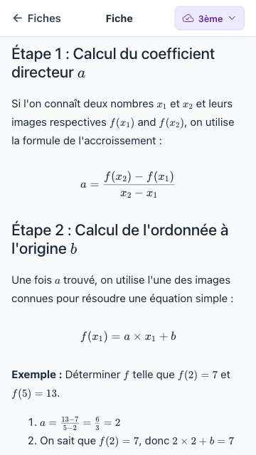 Une fiche de maths