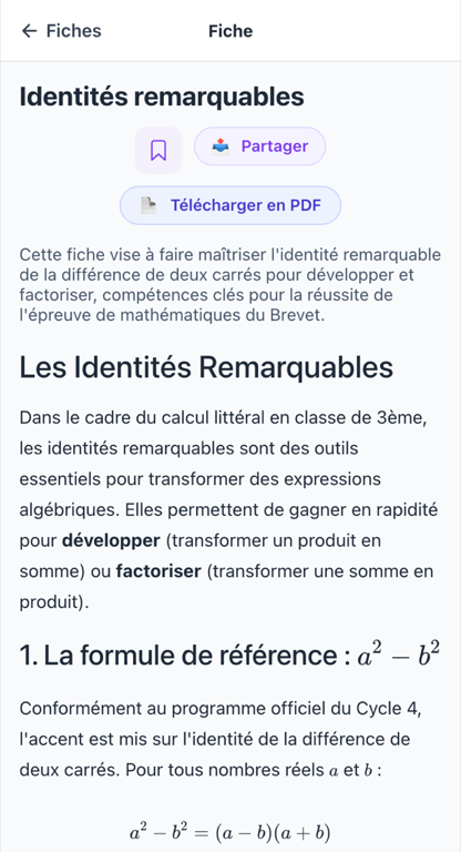 Une fiche de révision