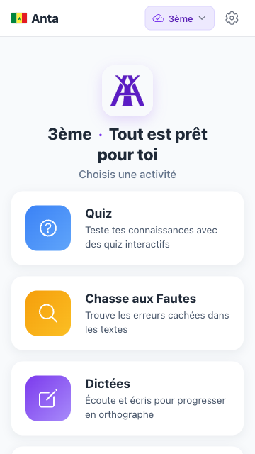 Écran d'accueil d'Anta