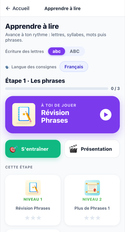 Le module Apprendre à lire