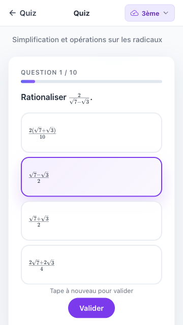 Un quiz de maths